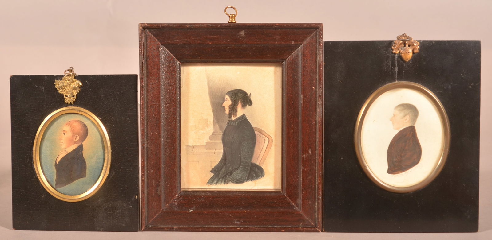 Three American Miniature Watercolor Portraits. (1 of 7)