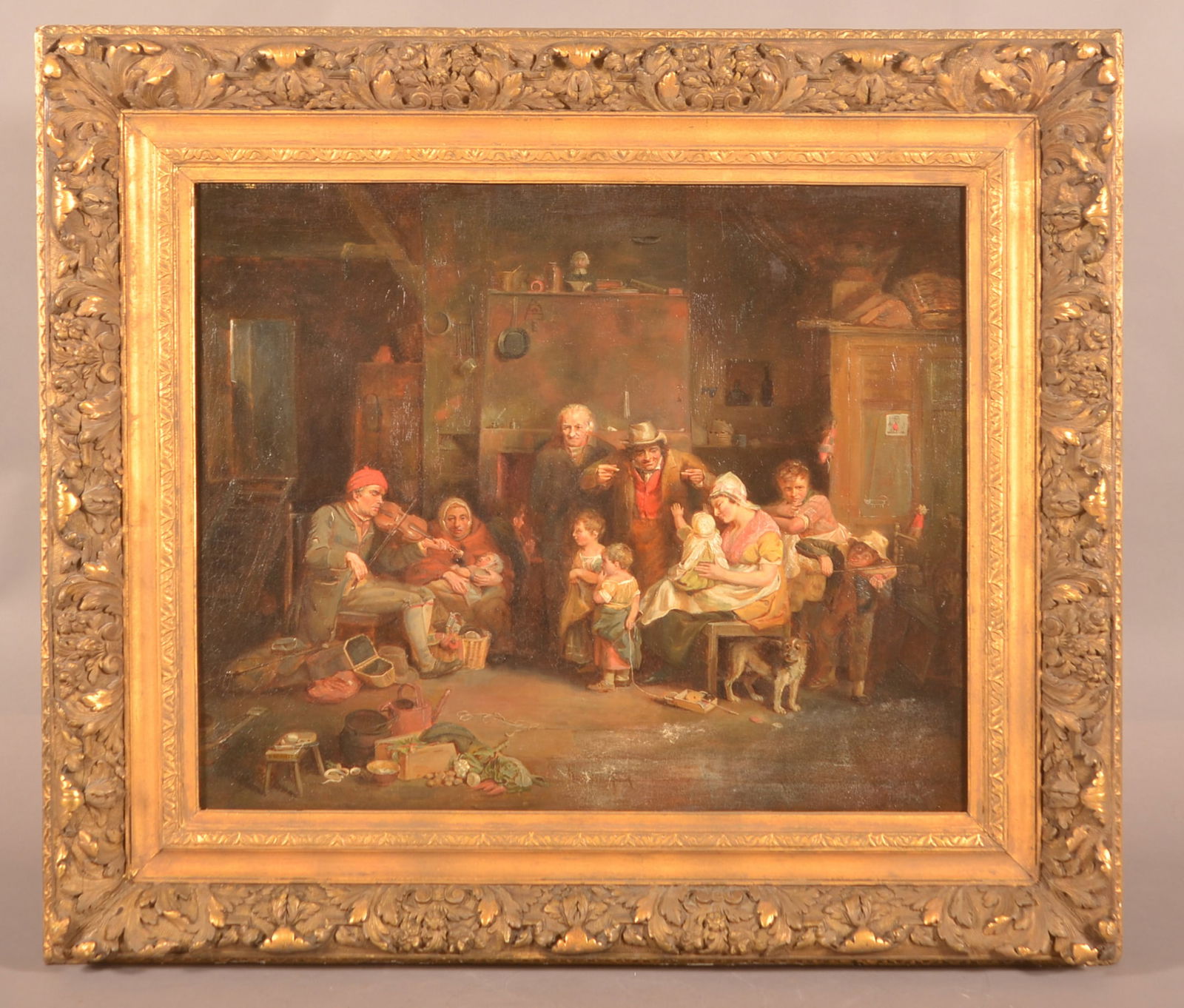 European Oil Painting, Copy "The Blind Fiddler". (1 of 3)