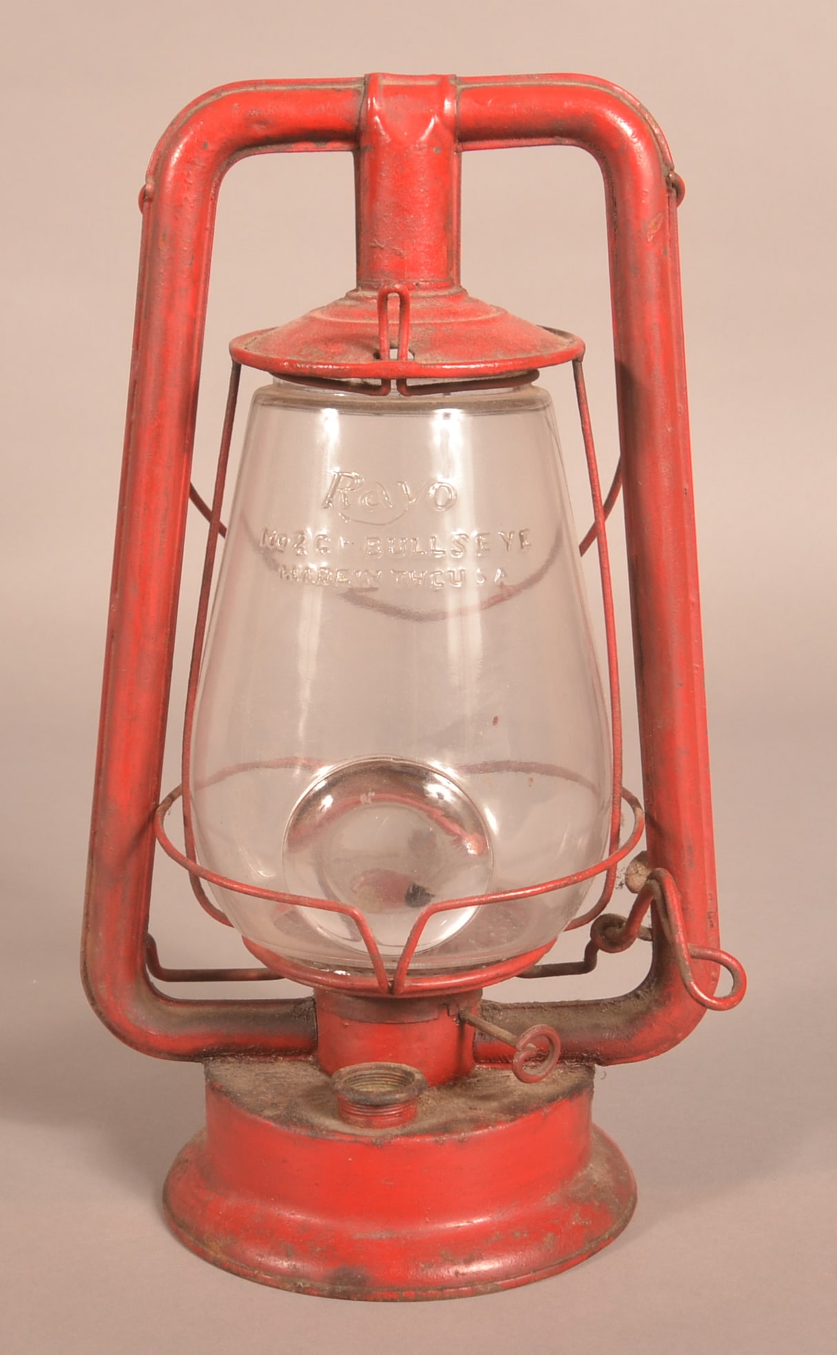 Antique Red Painted Tin Tubular Lantern. (1 of 2)