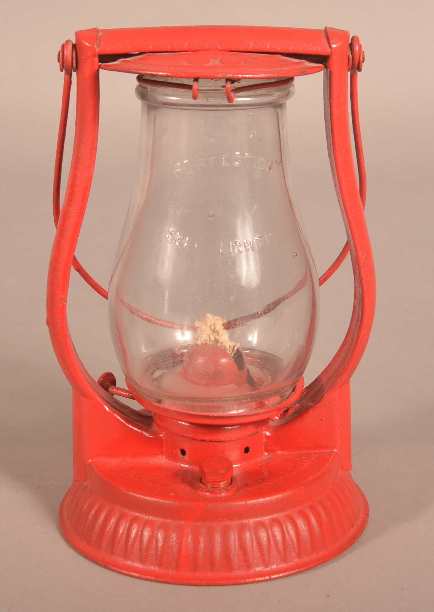 Perfection Self-Lighting Red Painted Lantern. (1 of 2)