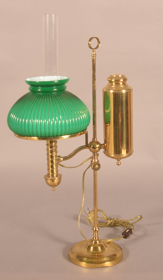 Antique Brass Single-Arm Student Lamp. (1 of 3)