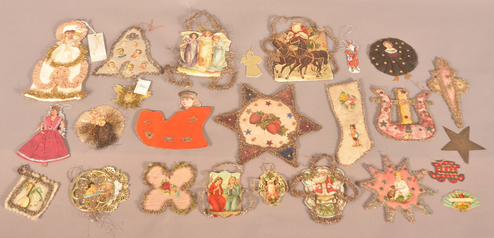 Antique Die-Cut and Tinsel Christmas Decorations. (1 of 6)