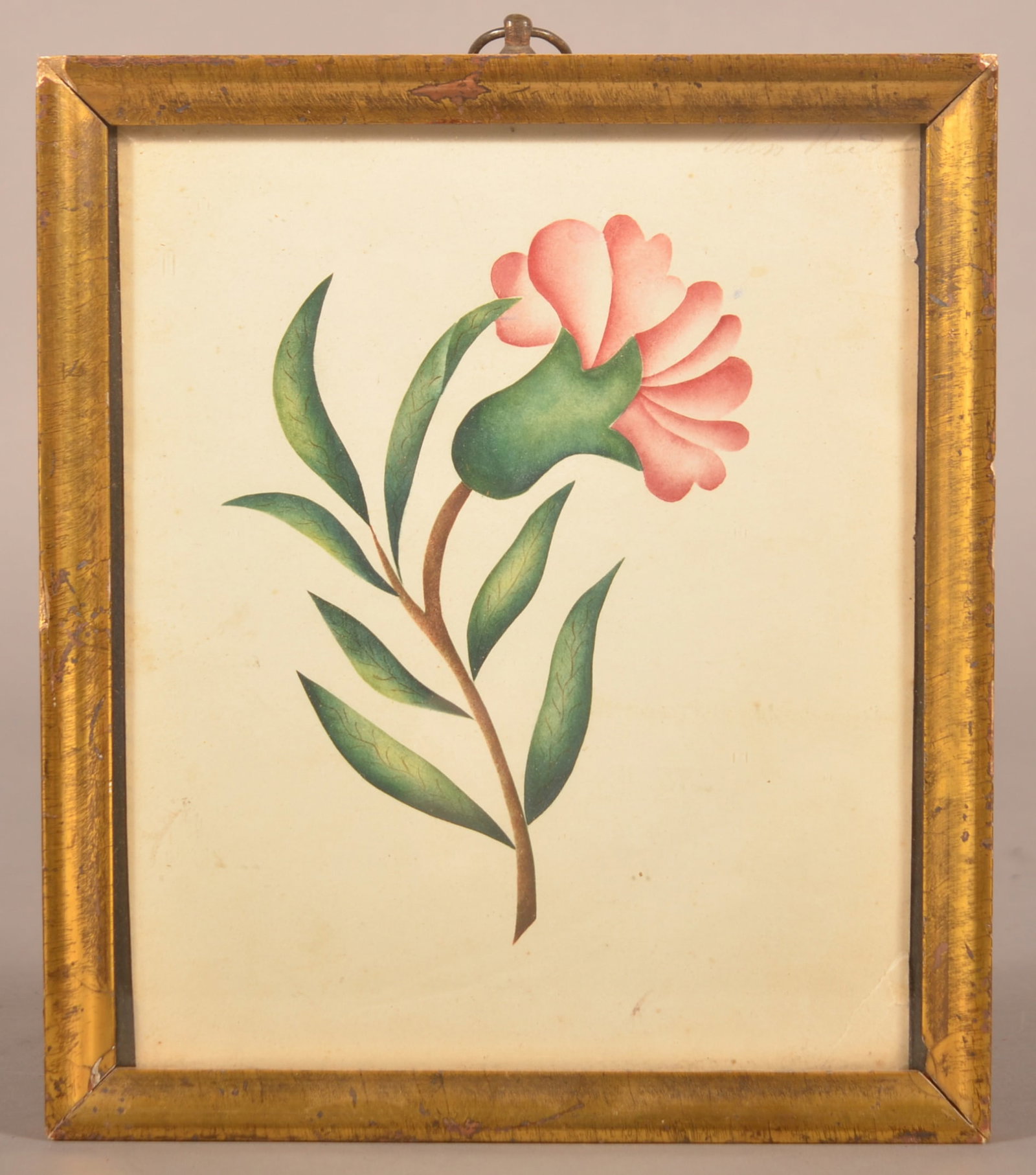 Early 19th C. School Girl Stencil.: Early Stencil by School Girl. On paper with watermark, "j. whatman turkey mill 1839". Also signed "Miss Reed" on top right. 8"h. x 7"w.