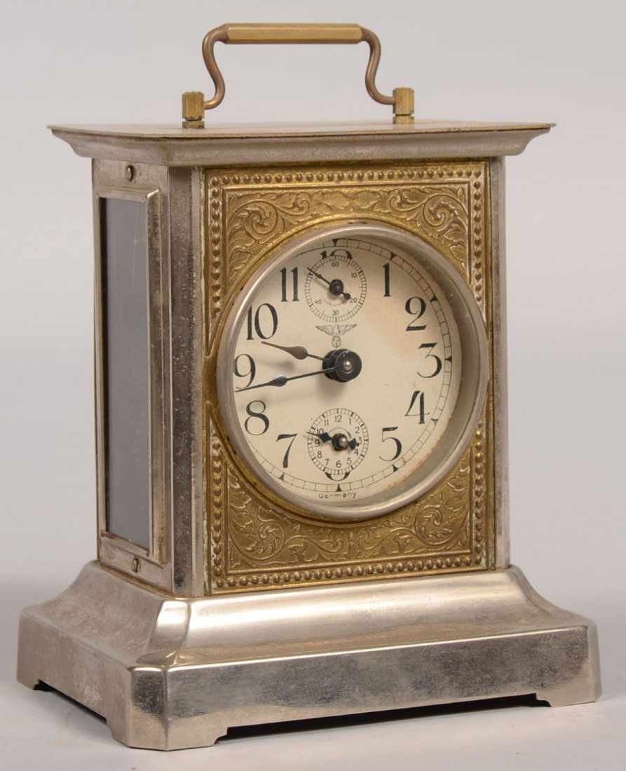 German Made Nickel Plated Brass Carriage Clock. Hour/mi