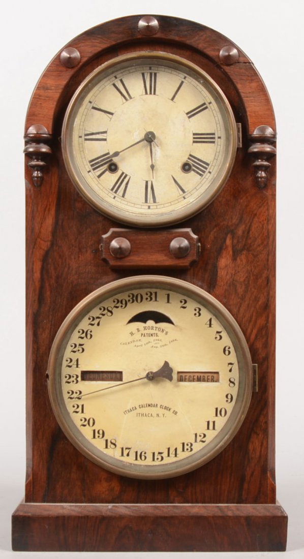 Ithaca Calendar Clock Co. Rosewood Shelf Clock. Roman n