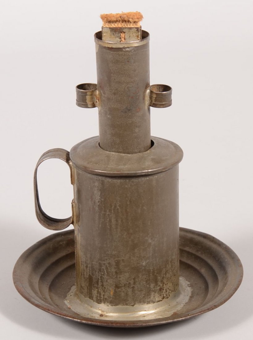 Tilton & Sleeper Patented Plunger Type Fat Lamp. Compan: Tilton & Sleeper Patented Plunger Type Fat Lamp. Company from Freemont, N.H. patented this lard fueled lamp in Augt. 8, 1854. Wide molded dished tray supports a fuel reserve canister with applied loop