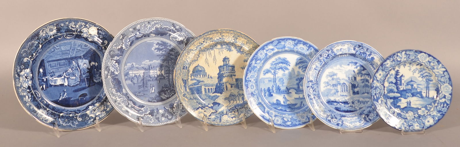 Six Various Staffordshire Blue Transfer Plates. (1 of 5)