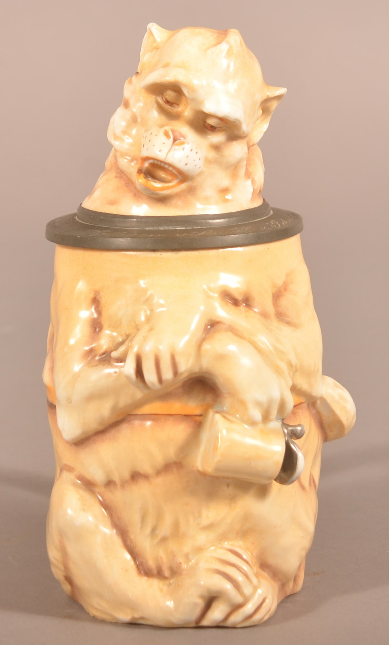 Antique German Porcelain Monkey Character Stein. (1 of 8)