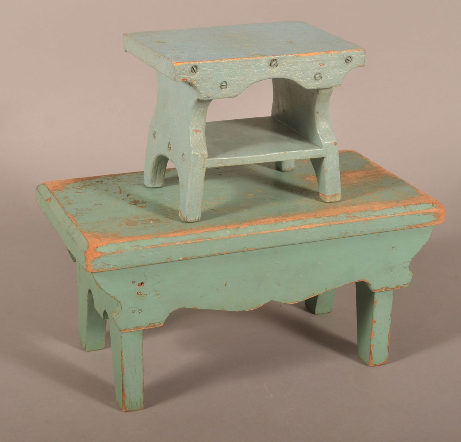Antique/Vintage Footstool and Miniature Bench. (1 of 5)