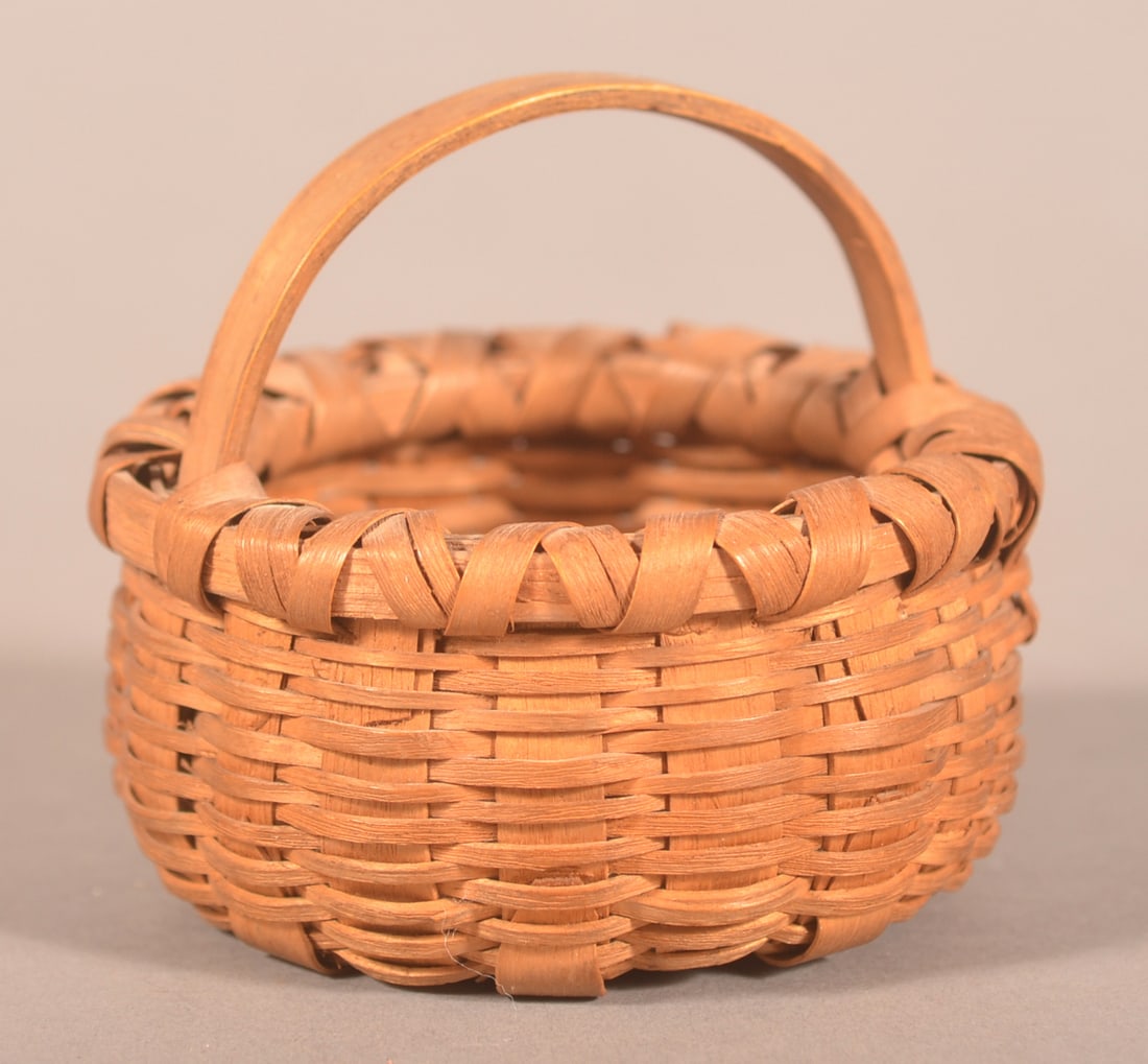 Antique Woven Oak Splint Miniature Basket. (1 of 4)