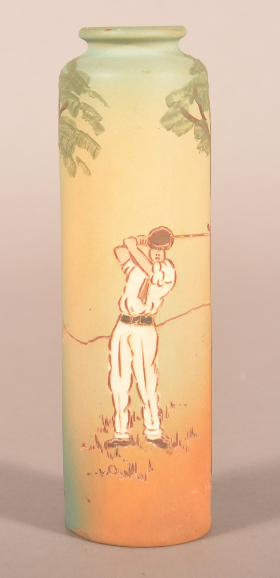 Weller Art Pottery Dickens Ware Golf Theme Vase. (1 of 5)