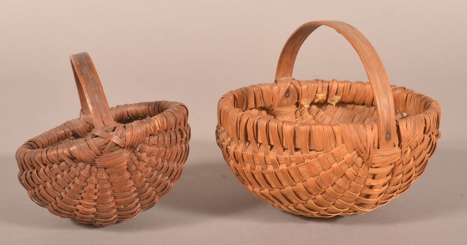 Two Woven Oak Splint Melon-Form Baskets. (1 of 4)