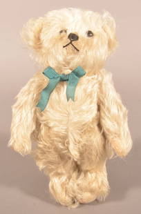 Jopi German Shaggy Ivory Mohair Teddy Bear.: Unsigned attributed to Josef Pitrmann, circa 1930's. 5-way jointed with shoe button eyes and felt pads. 11-1/2" H x 6" W x 3-1/2" D
