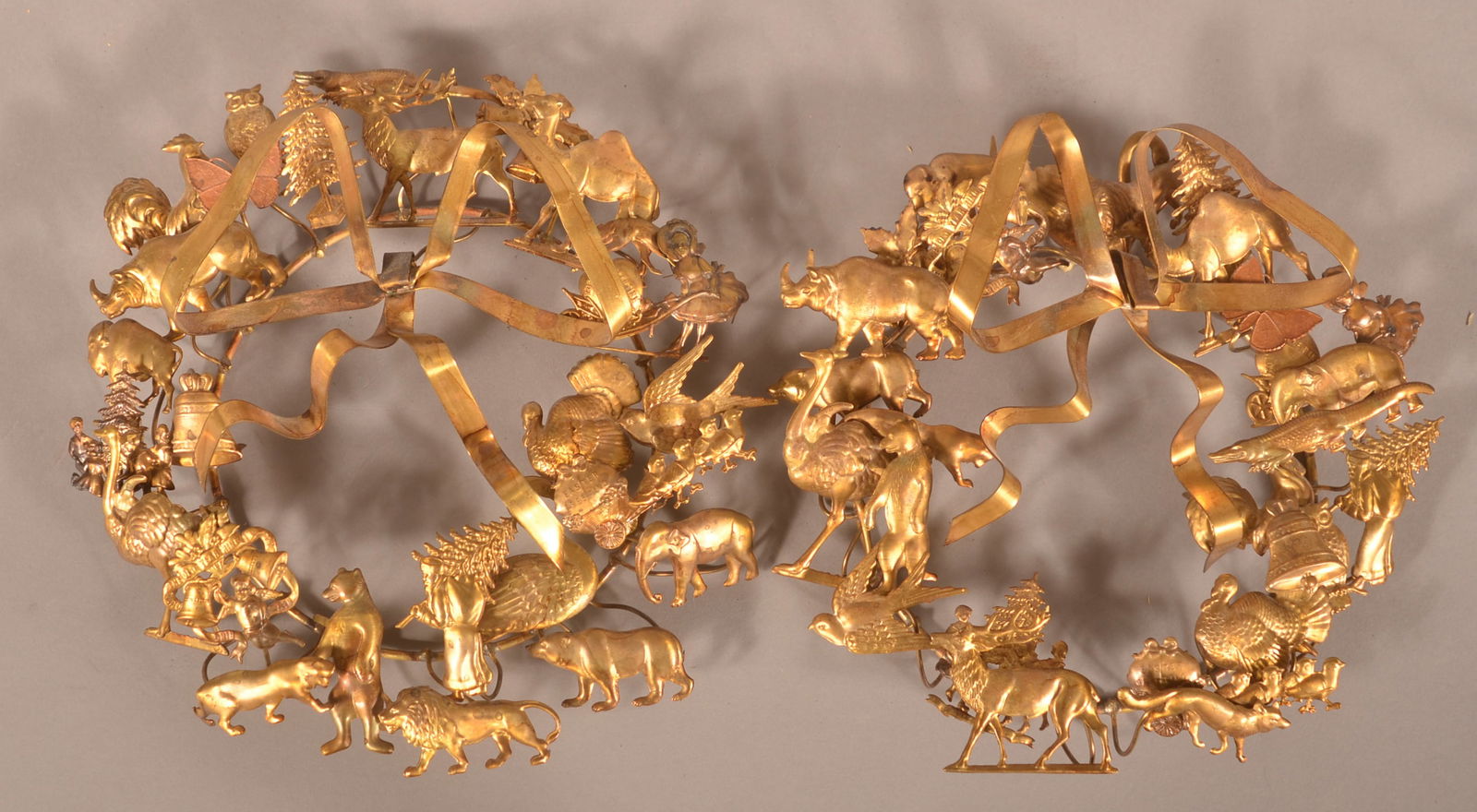 Two Vintage "All Holidays" Stamped Brass Wreaths. (1 of 6)