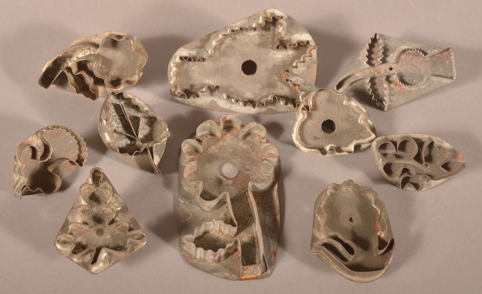 Lot of Ten Antique Tin Cookie Cutters. (1 of 2)