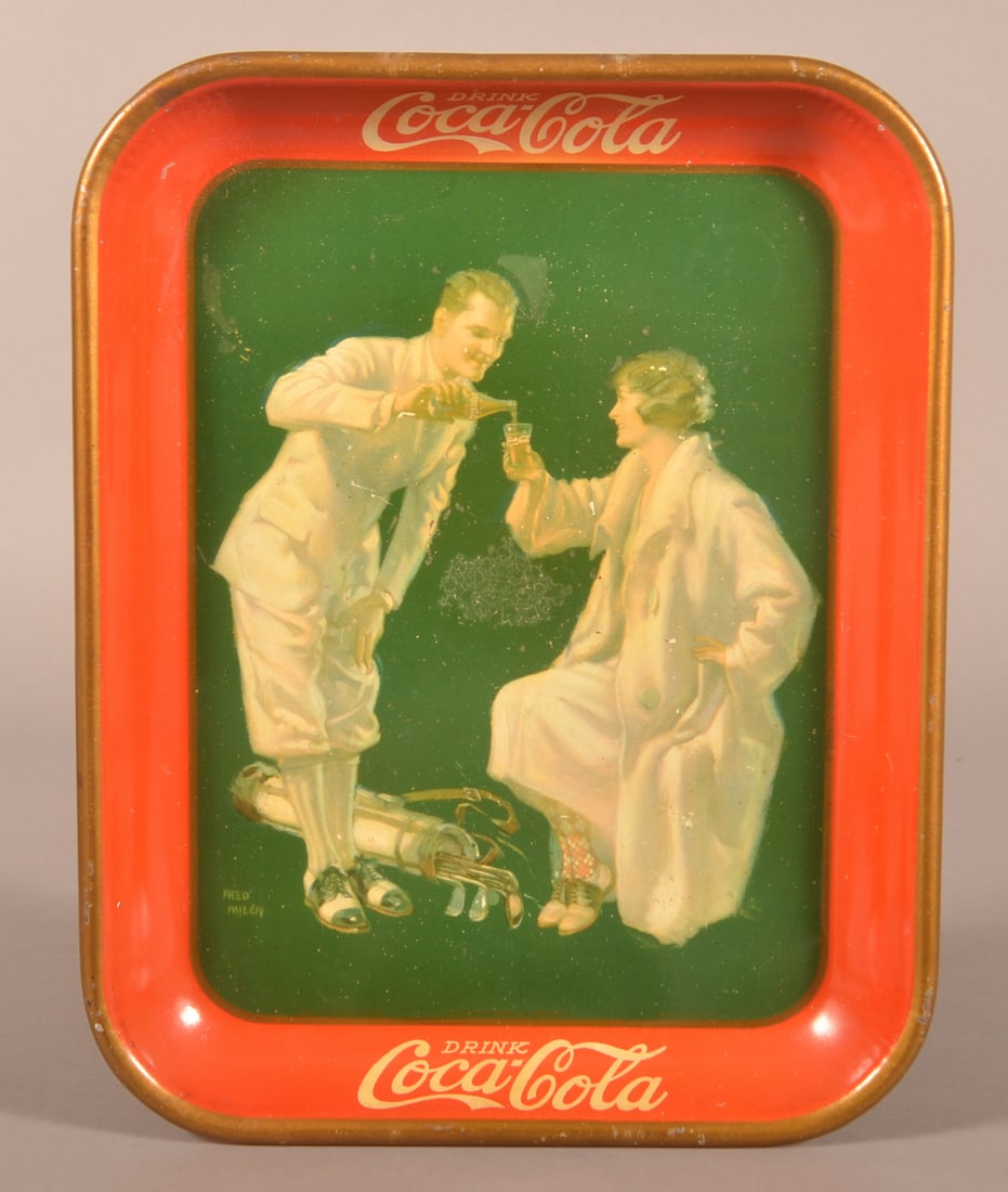 Coca-Cola 1926 Tin Litho "Golfers" Tray. (1 of 5)