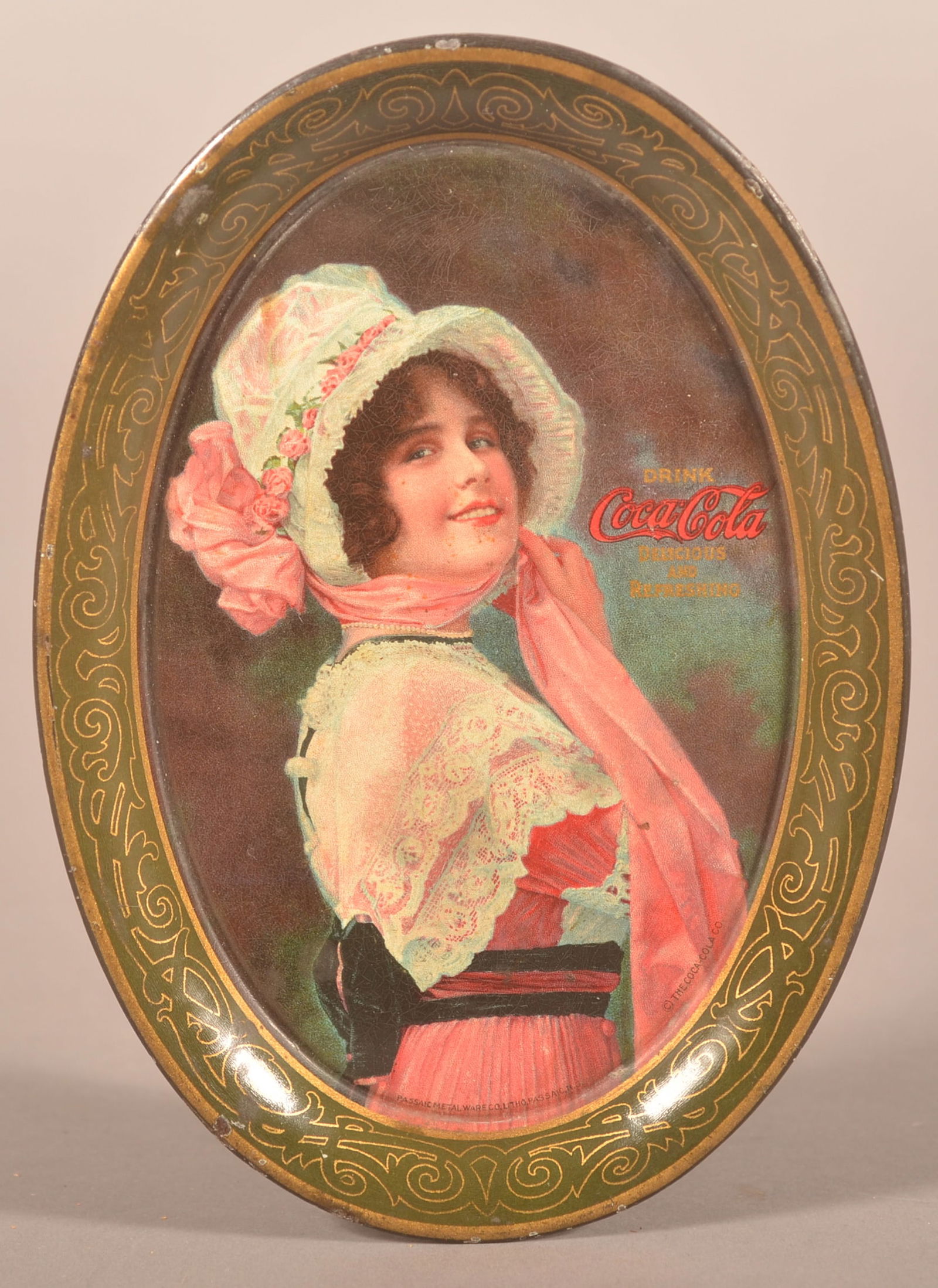 Coca-Cola 1914 Tin Litho "Betty" Tray. (1 of 3)