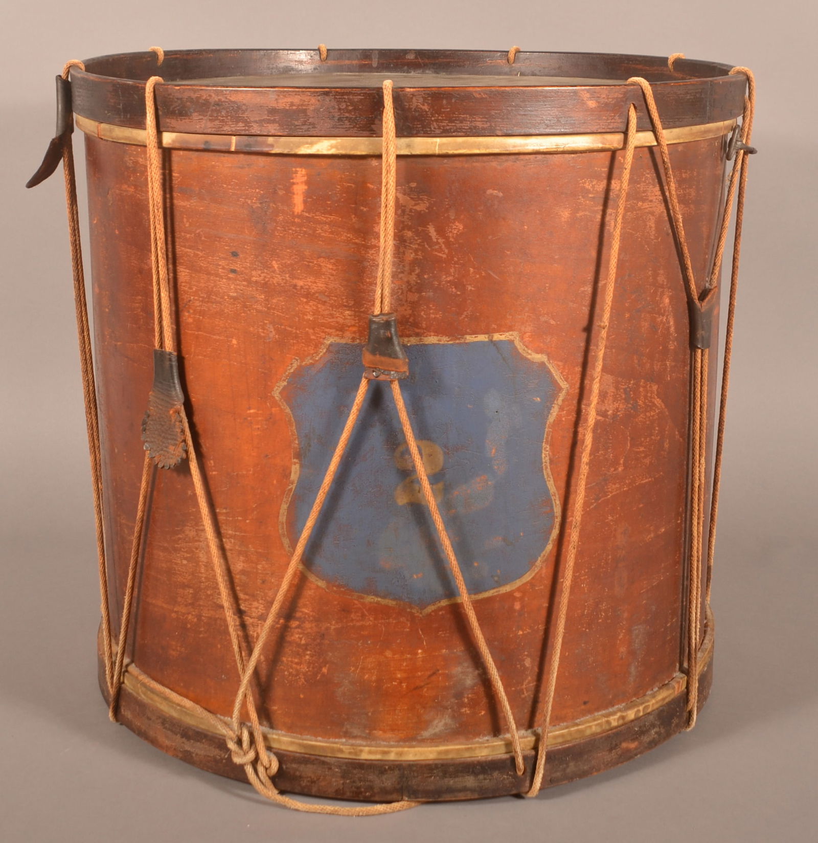Large 19th C. Military Barrel Base Drum. (1 of 5)