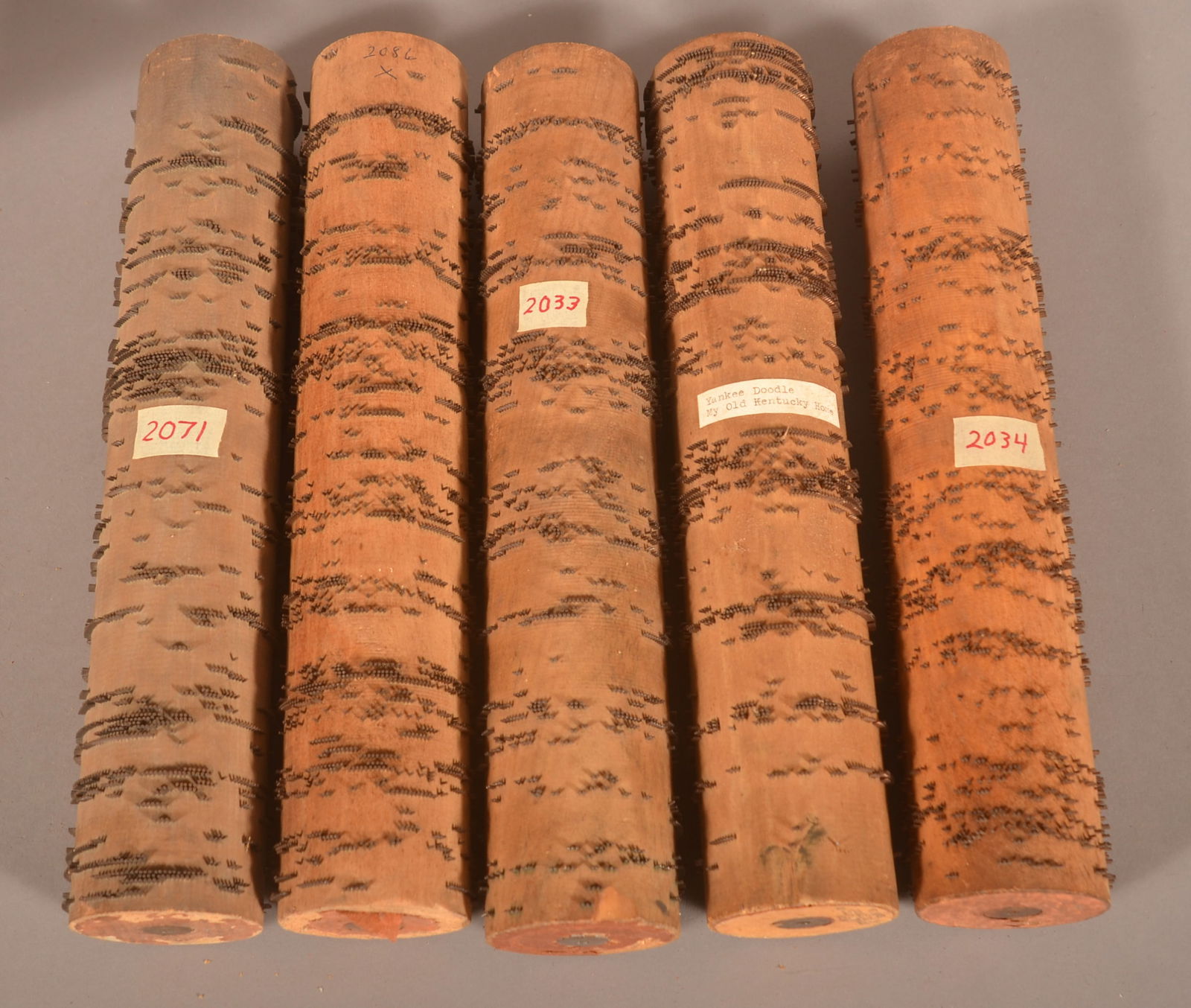 Lot of Five Original Grand Roller Organ Cobs. (1 of 3)