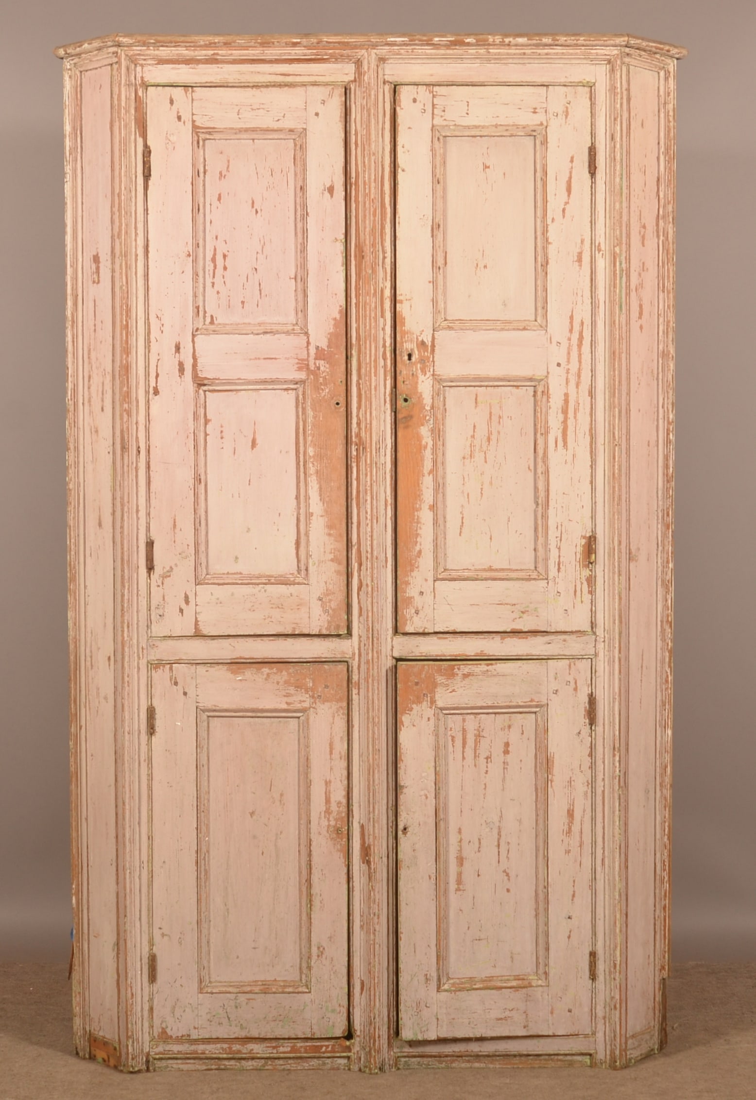 American 19th Century Softwood Corner Cupboard. (1 of 6)
