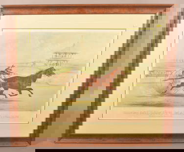 "Goldsmith Maid" Color Lithograph.: Published By The Vacuum Oil Company which made blacking for harnesses, circa 1874. Framed and matted, 30-1/2" H x 36" W overall.