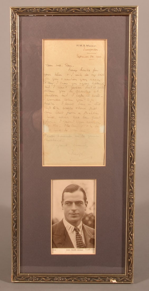 1922 Letter & Autographed Photo of Prince George. (1 of 7)
