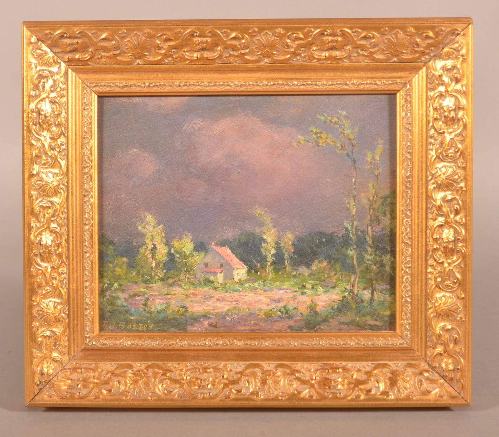 F. J. Boston Oil on Board Landscape Painting. (1 of 5)