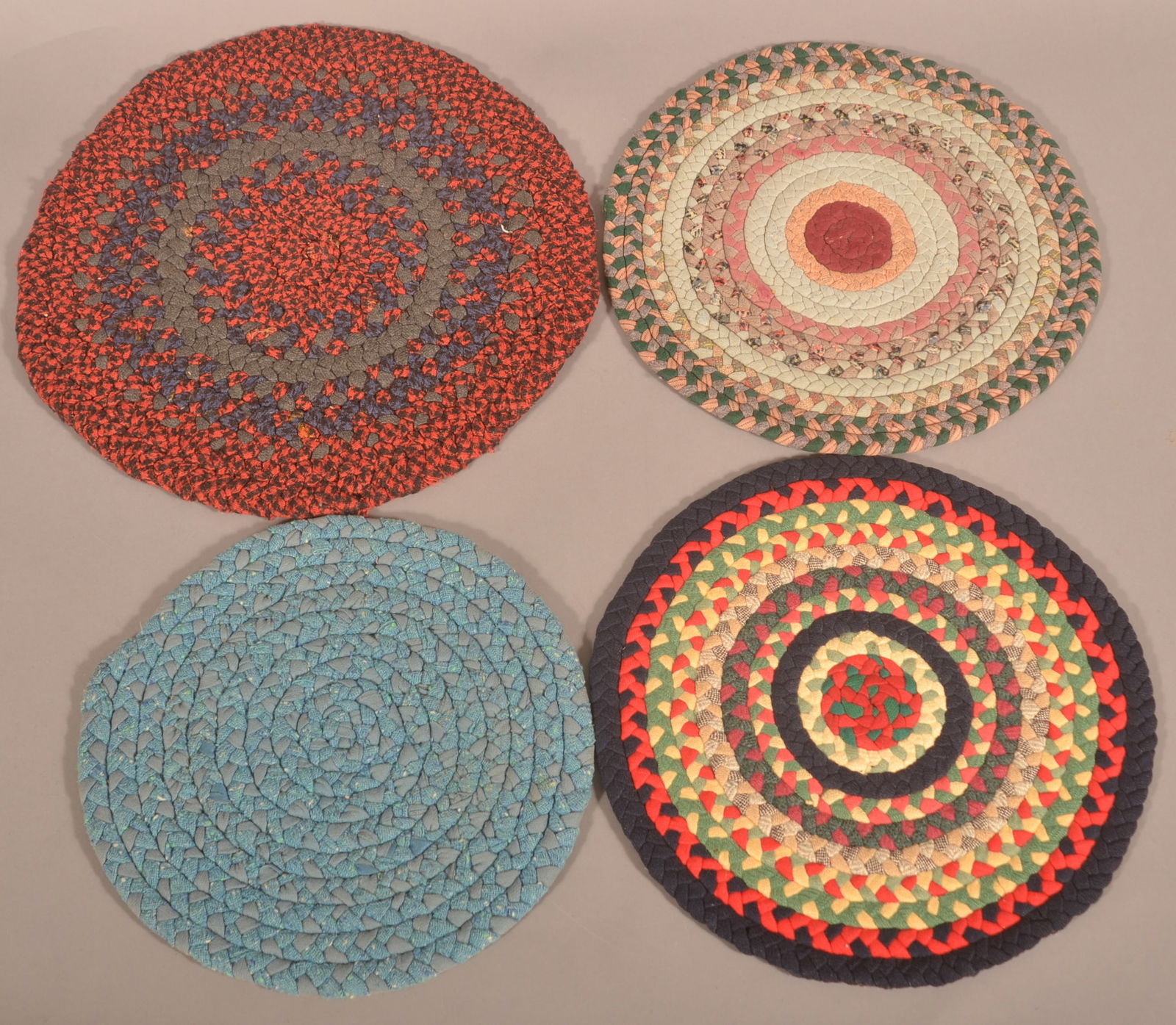 Four Antique Pennsylvania Braided Table Mats. (1 of 2)