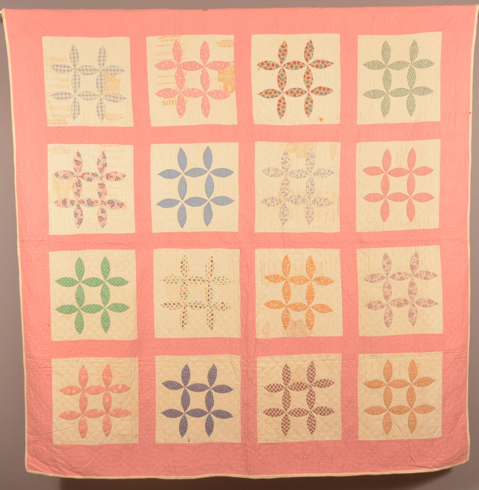 Vintage 16-Block Pattern Patchwork Quilt. (1 of 6)