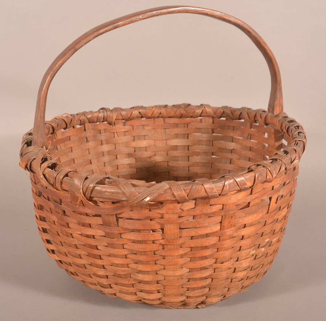 Antique Oak Splint Fixed-Handle Field Basket. (1 of 5)