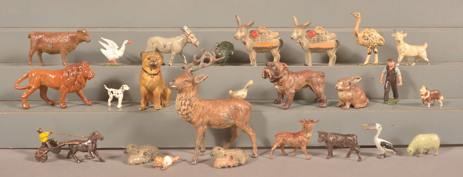 Lot of Antique/Vintage Painted Cast Metal Figures.: Various makers, some are German. Largest, 3-3/4" L