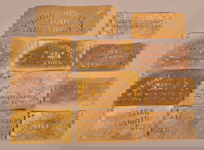 Lot of Antique Brass Stencils.: Made by Union Stencil Works, NY and New York Stencil Works. Largest, 3-3/4" H x 9" W