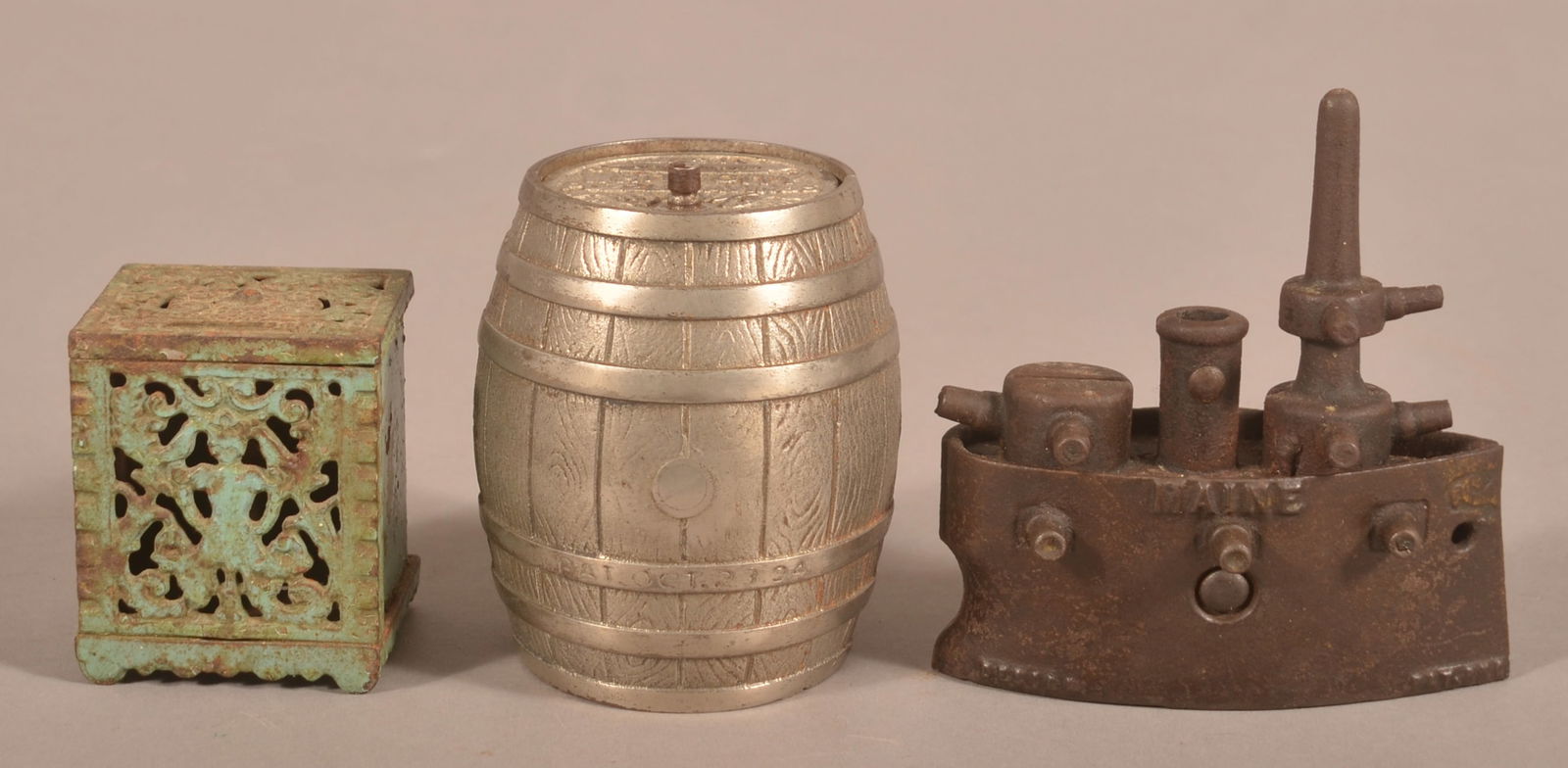 Three Antique Cast Iron Still Banks. (1 of 4)