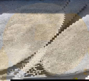 PA 19th C. Carved Sandstone Gristmill Stone: Center filled in with concrete. 43" diam. x 9" H