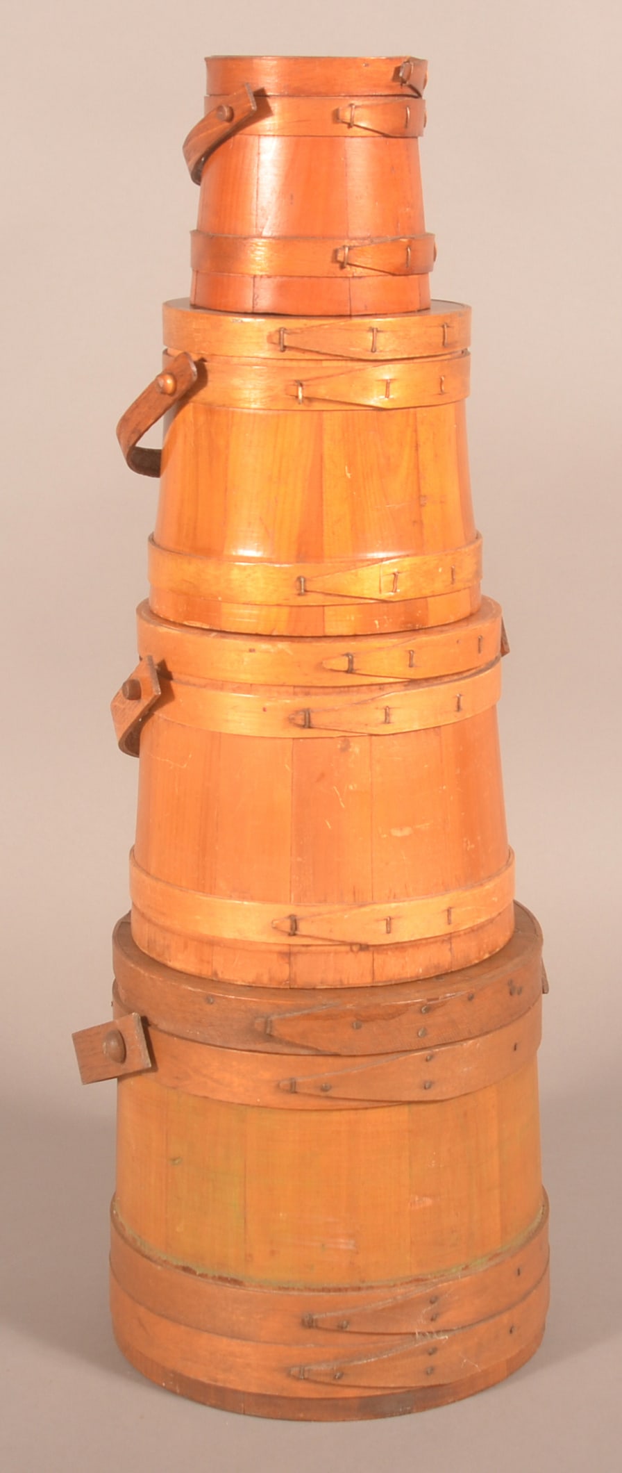 Graduated Stack of Wood Firkins. (1 of 5)