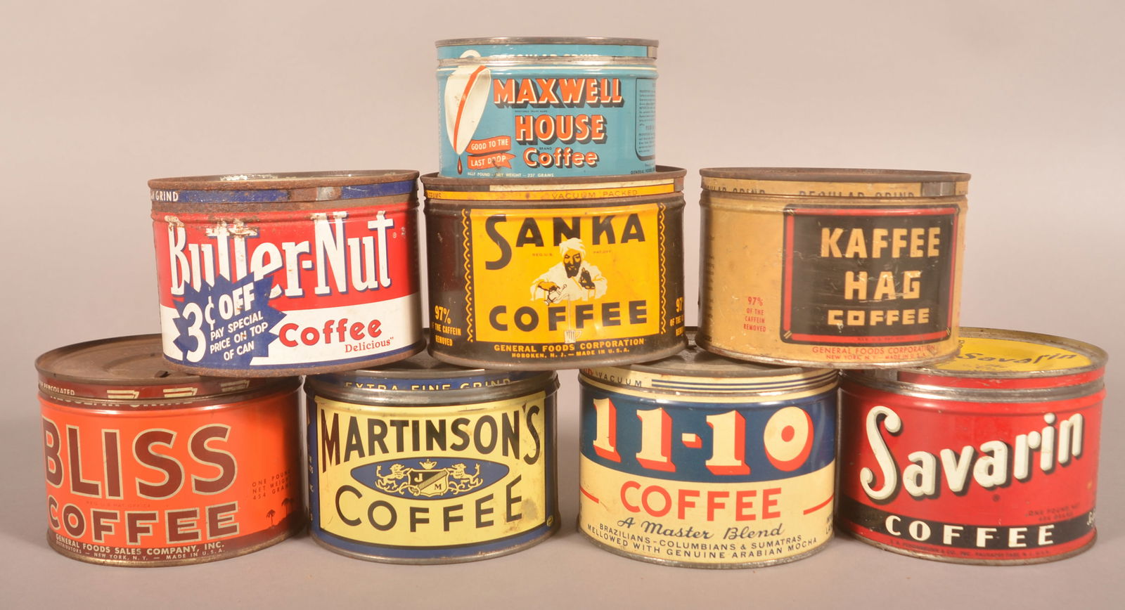 Collection of Vintage Tin Coffee Cans. (1 of 3)