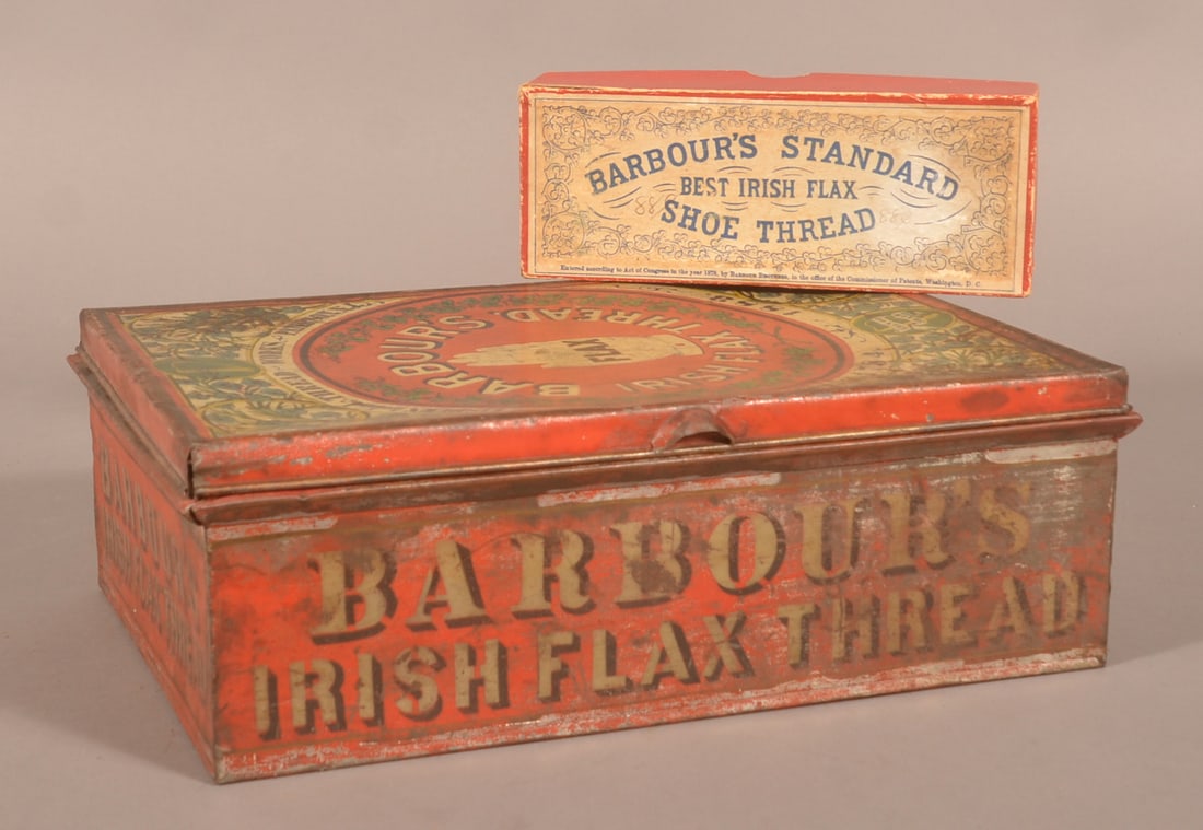 Rare 1883 Large Tin Barbour's Flax Thread Display. (1 of 9)