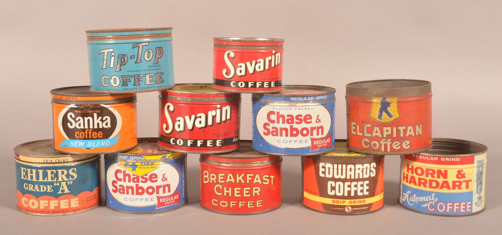 Collection of 11 Vintage Coffee Advertising Tins. (1 of 3)