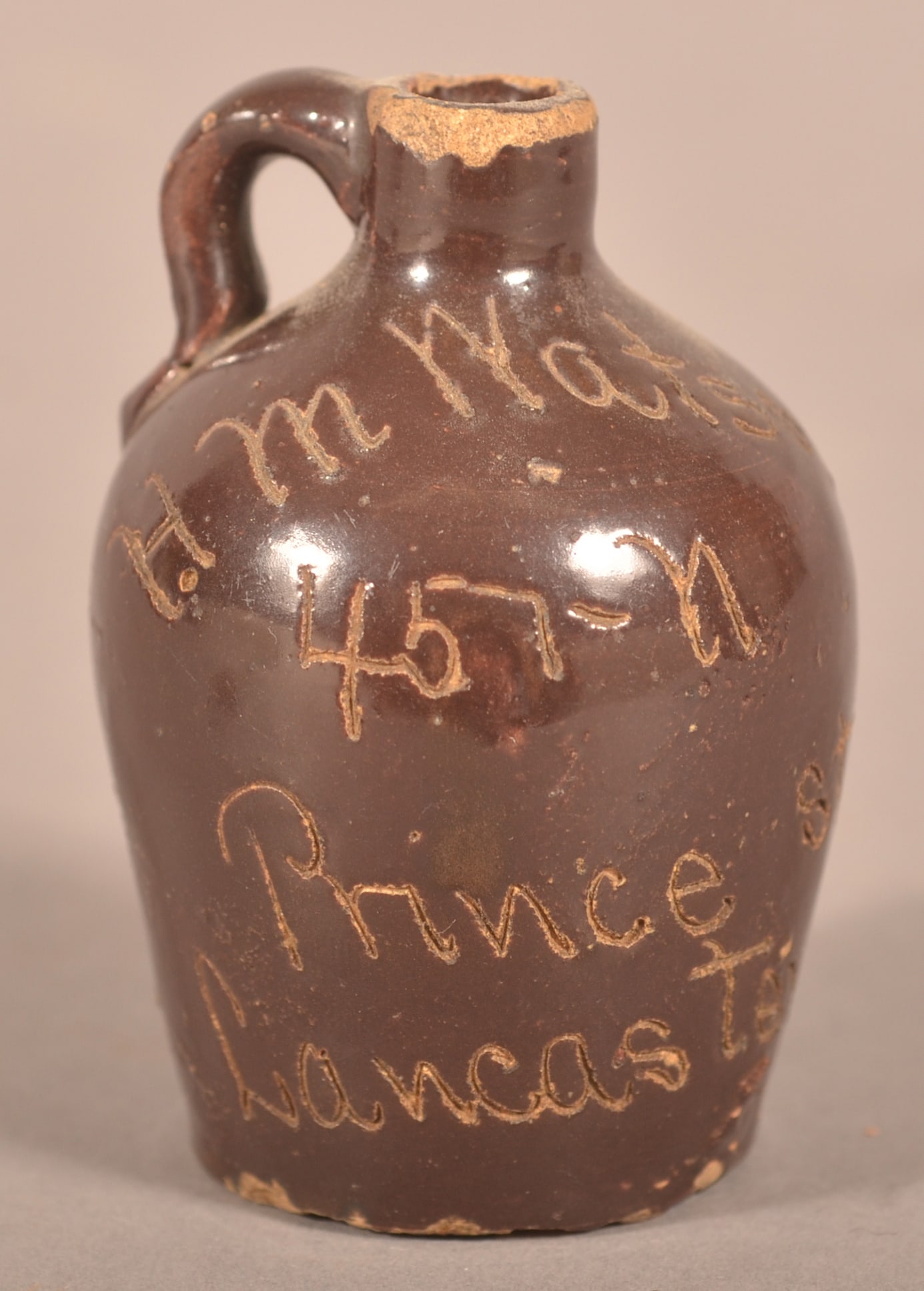 Sample Size Stoneware Jug, Lancaster, PA. (1 of 4)