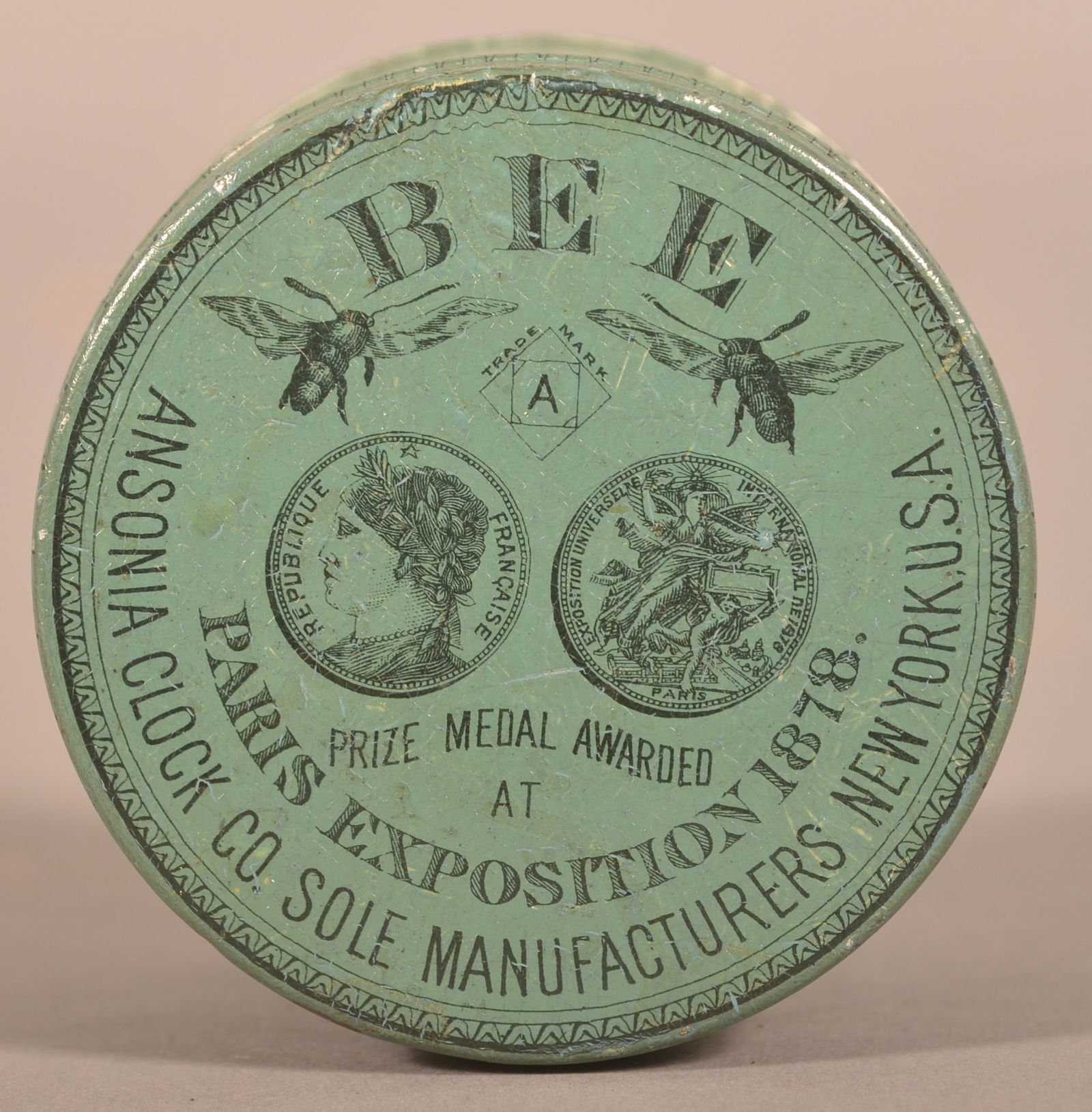 "Bee" Ansonia Clock Advertising Tin in Blue Litho. (1 of 6)
