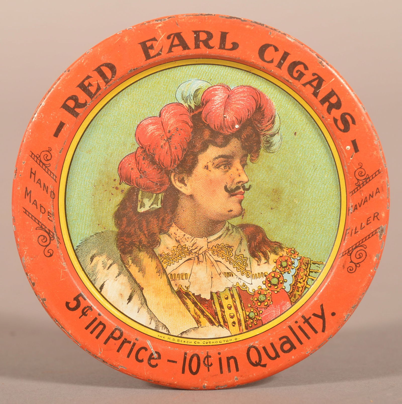 Red Earl Cigars Small Tin Tip Tray. (1 of 2)