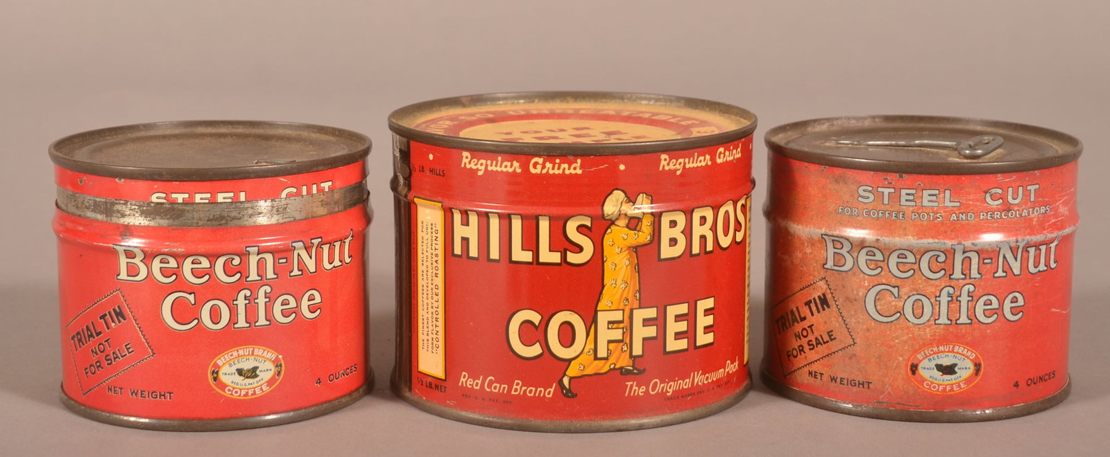 Group of Three Key Wind Sample Coffee Tins. (1 of 4)