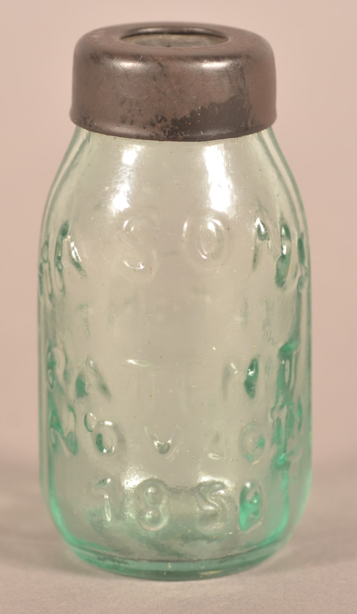 Tiny Sample Size Antique Mason's 1858 Canning Jar. (1 of 3)