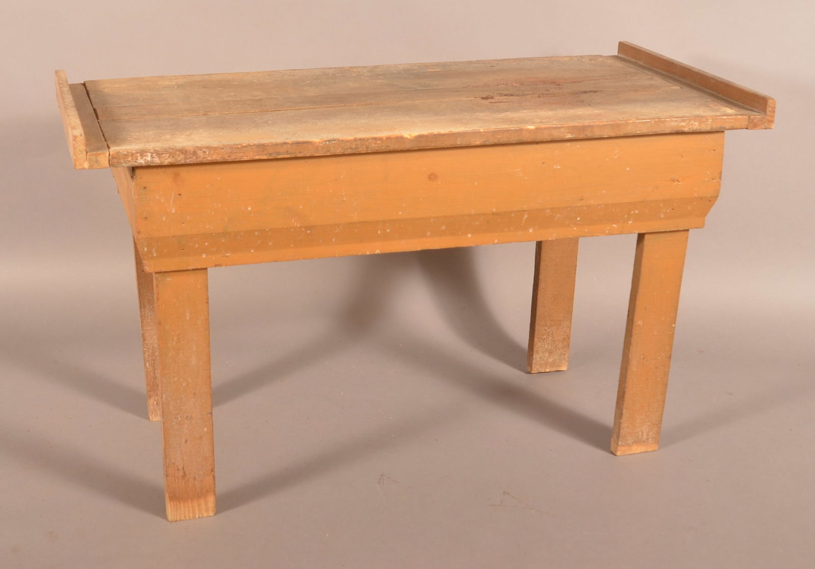 Primitive Mustard-Painted Sorting Display Table. (1 of 4)