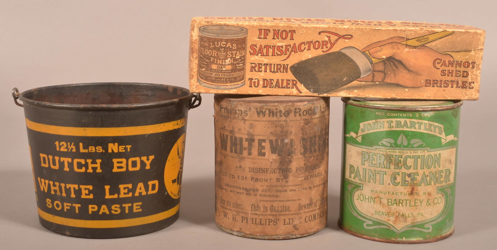 Group of Paint-Related Tins and Brush Box. (1 of 5)