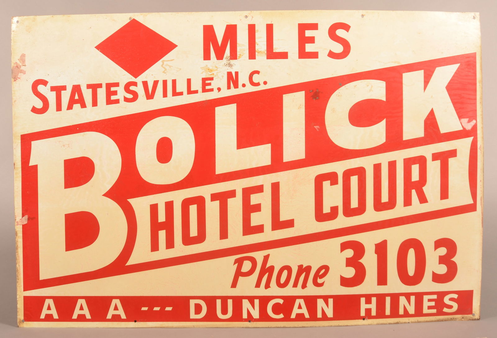 Statesville, NC Bolick Hotel Sign. (1 of 2)