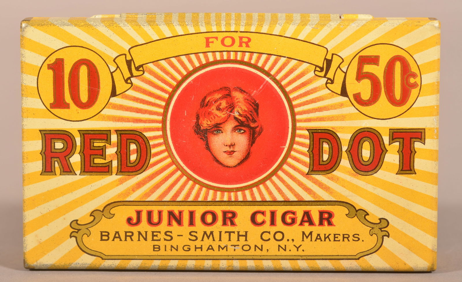 Red Dot, Binghamton, NY 10/50c Junior Cigar Tin. (1 of 5)