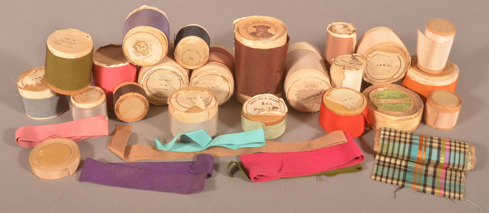 Group of Vintage Rolls of Silk & Cotton Fabric. (1 of 1)