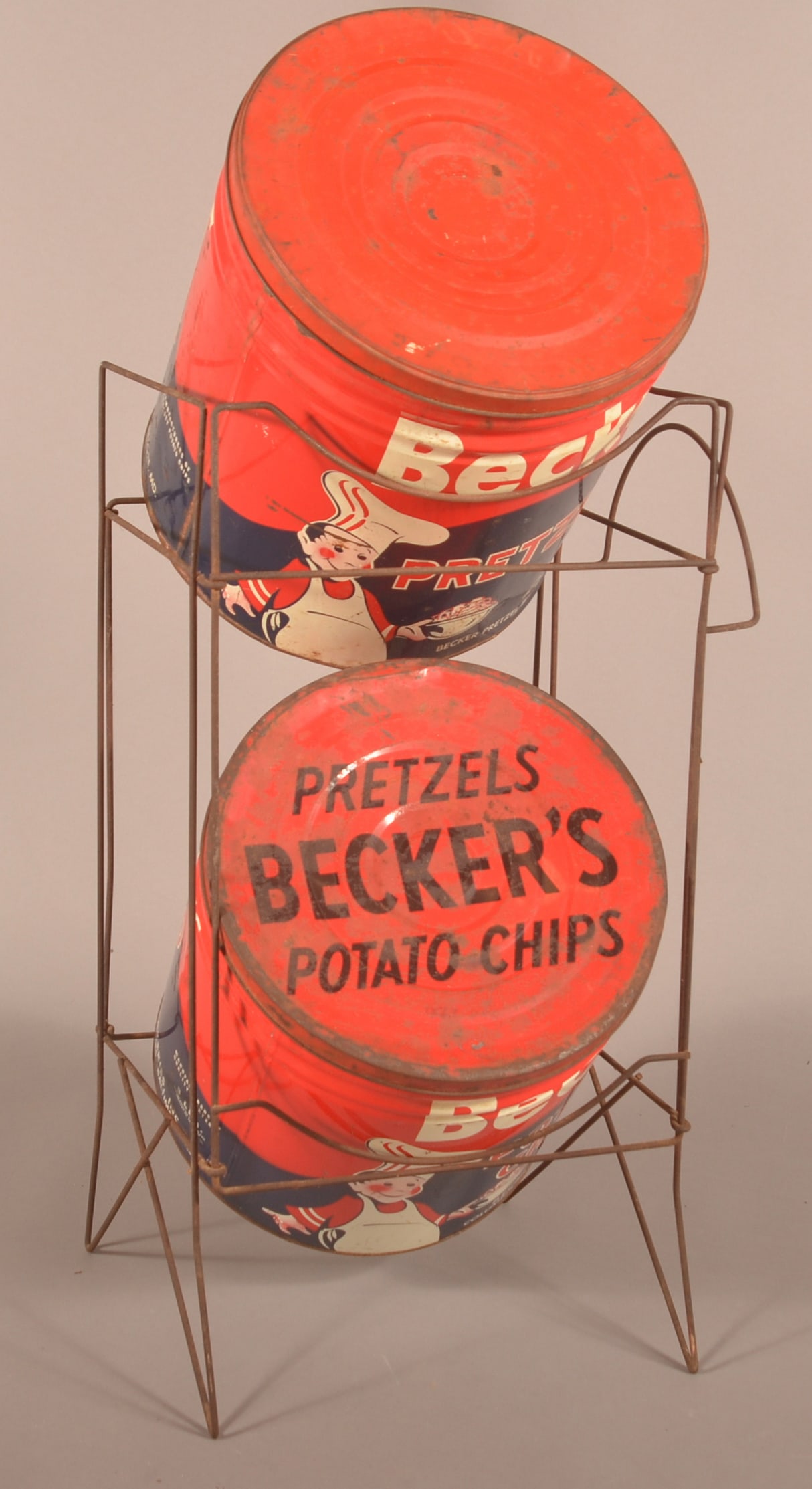 Becker's Potato Chips Wire Display and Tins. (1 of 5)