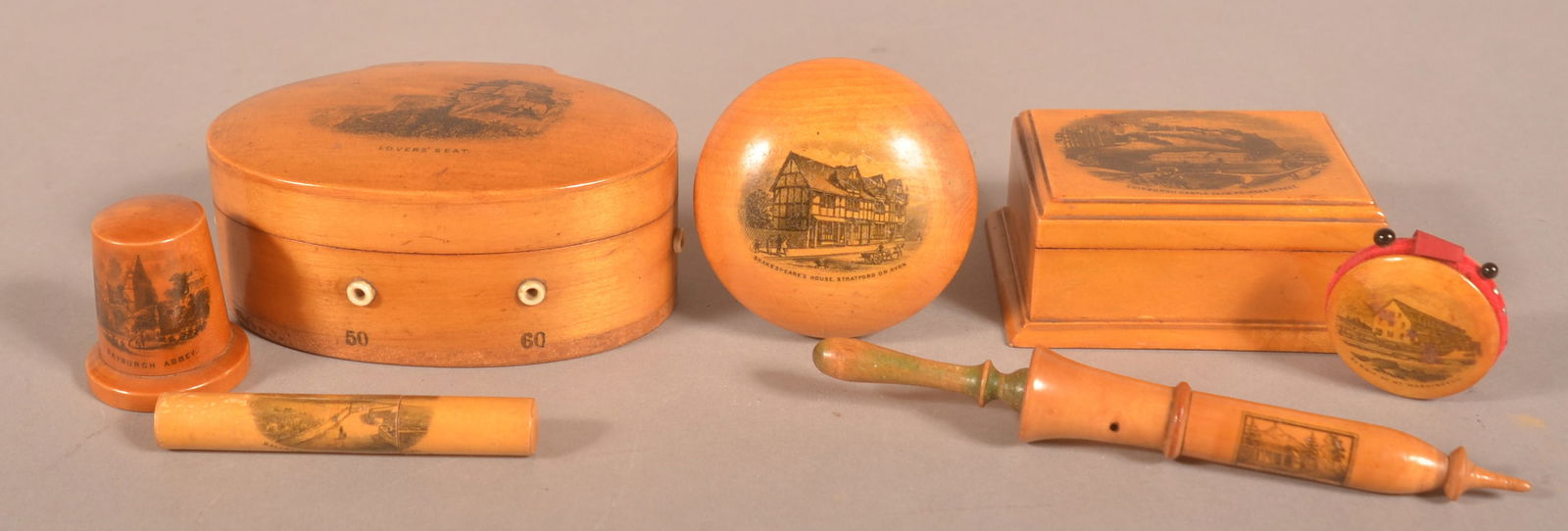 Seven Various Mauchlin Sewing Accessories. (1 of 7)